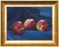 apples on blue